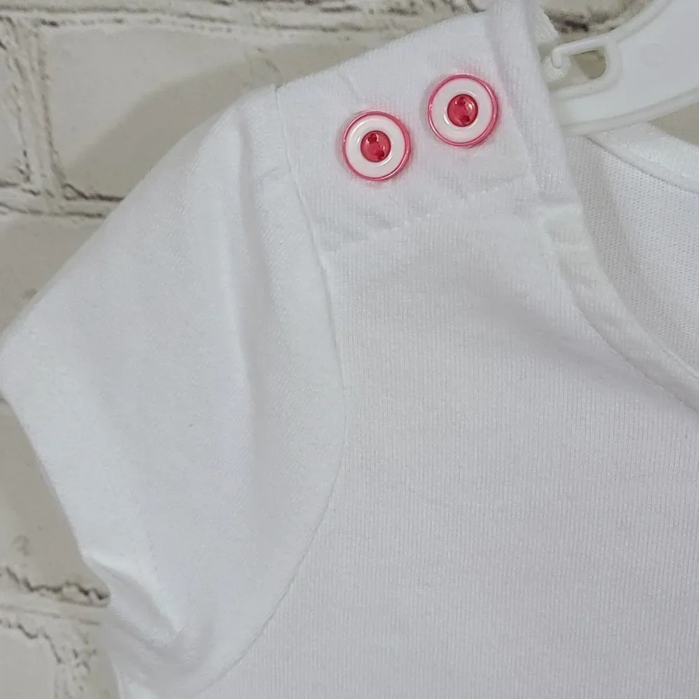 Gymboree Girls 4 White Glitter T-Shirt Top 3D Flowers Cat Rhinestone Sparkle NWT